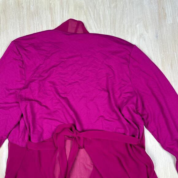 LOGO Lori Goldstein Magenta Long Sleeve Open Front Draped Pockets Cardigan XL - Picture 12 of 12